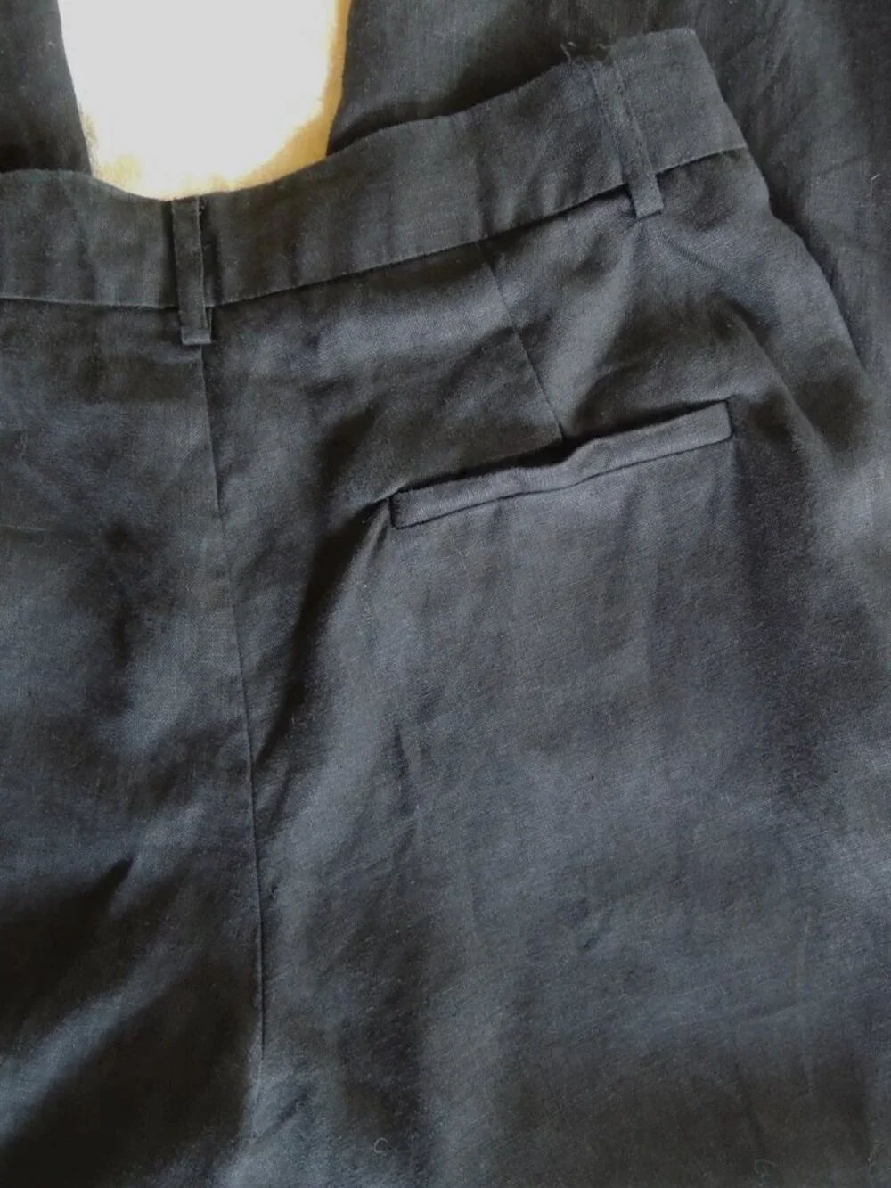 Reformation Black 100% Linen Mid Rise Flat Front Zip-Up Pants 6
